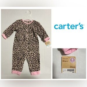 🆕CARTER’S - 9M - NWT - INFANT GIRLS LEOPARD FLEECE COVERALL